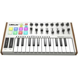 Ultra-Portable 25-Key USB MIDI Keyboard Controller 8 RGB Backlit Trigger Pads